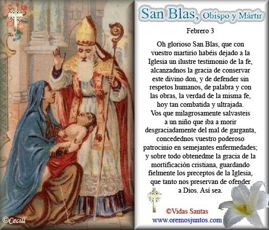 Imágenes de San Blas con oraciones poderosas: Bendiciones y protección ...