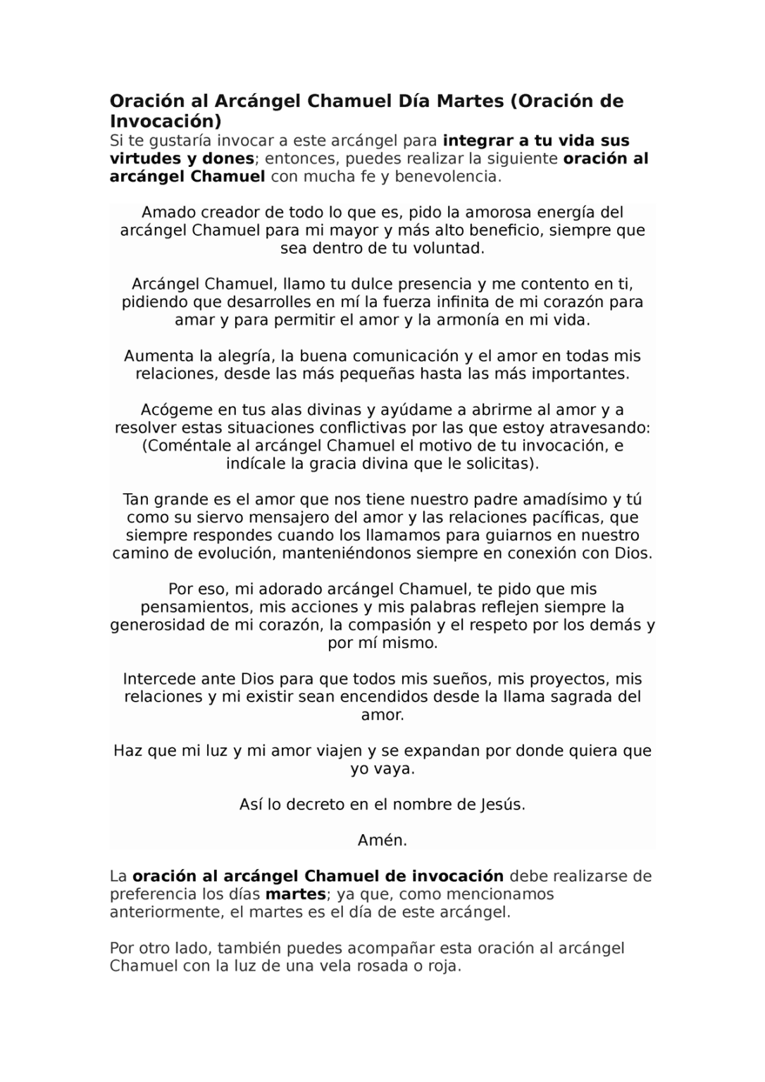 Oración al Arcángel Chamuel para atraer el amor y la prosperidad los ...